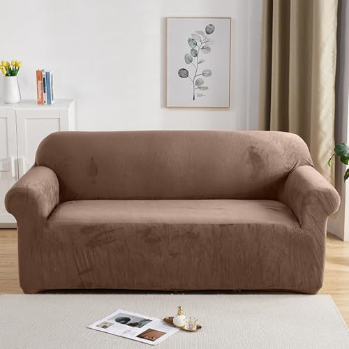 PETCUTE Housses de canapé Extensible Housse Canapé Velours 3 Places épais Couvre canapé couvertures Protecteur de Canape Chameau
