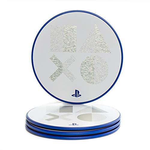 Paladone Playstation 5 Getränkeuntersetzer aus Metall, 4 Untersetzer, offizielles Lizenzprodukt
