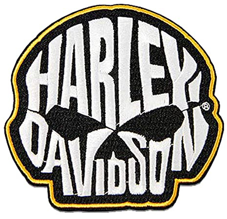Harley-Davidson 4 in. Embroidered Willie G Skull Text Emblem Sew-On Patch- White