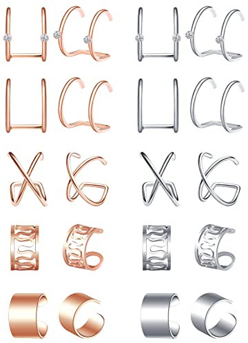 Feilok 10 Paare Edelstahl Männer Ohrstecker Set Ohrringe für Damen Herren Huggie Piercing Knorpel Fake Plugs Hoop tragus Ohr Helix Cartilage Unisex