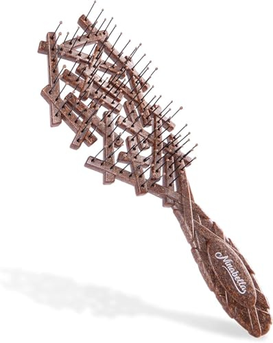 Ninabella Bio Haarbürste für Damen, Männer & Kinder - Entwirrbürste Ohne Ziepen für Locken, Lange Haare & Nasses Haar - Nachhaltige Detangler Bürste aus Kokosnussschalen - Braun