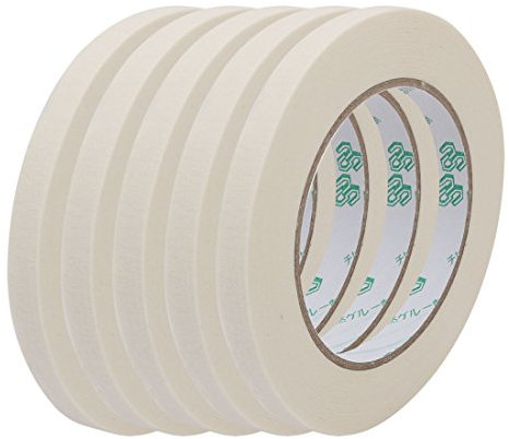 Ruilogod 5pcs Crepe Paper Général Beige Ruban de masquage Beige 10mm de large x 50 mètres de long