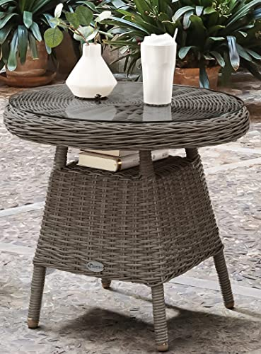 Destiny Beistelltisch Malaga Ø60x55cm, Polyrattan, Vintage grau