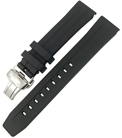 HAODEE Für Tissot 1853 Seastar T120 T114 Armband Gummi Sport Tauchen Schwarz Blau Weiches Uhrenarmband Silikon Gummi 19 mm 20 mm Armband (Farbe: 21 mm, Größe: 20 mm)