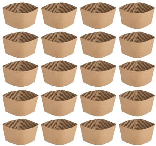 Luxshiny Manchon Gobelet Carton 100 PièCes - ProtèGe-Tasse Chaud En Papier Ondulé RéSistant À La Chaleur Pour Café Thé Et Boissons Chaudes Universel Et AntidéRapant IdéAl Pour Maison Et Bureau