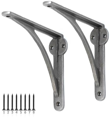 Edenic 2 Pack Scaffold Board Shelf Brackets 5.5 x 7 Inch Heavy Duty Cast Iron Wall Brackets for Shelves with Screws, 150kg Load Capacity, Wall Mounted Shelf Bracket for Kitchen, Garage & Living Room