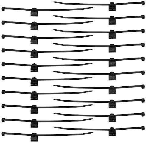 20 st buntbandsfästen och 20 st 20 cm buntband plast buntband bashållare buntband kant monteringsklämmor fästanordningar för kabelhantering svart