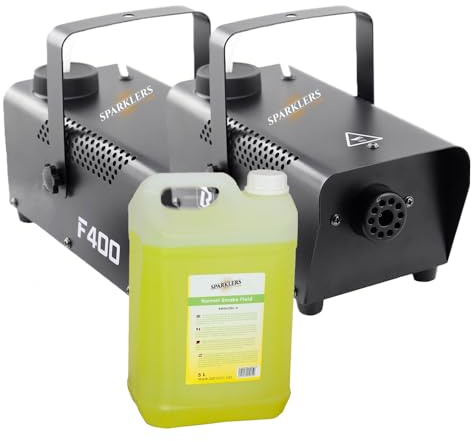 Sparklers Club Lot 2 Machines Fumée 400W avec 5L Liquide Professionnel | Lot Complet 2 Machines 400W, 5 Litres Liquide Inclus, Débit 70 m³/min, Chauffe Rapide 3-4 Minutes, Fabrication Française