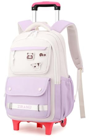 EKUIZAI Purple Trolley Wheeled Backpack for Girls Middle Kids School Bags with Wheels Roller School Bags for Teen Girls
