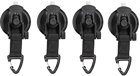 Keebgyy 4 Anclajes de Ventosa Resistentes, Anclaje de Copa con Ganchos, Ventosa Acuum para Acampar, Gancho de Ventosa Fuerte Portátil para Acampar, Viajar Al Aire Libre(Hebilla Triangular)