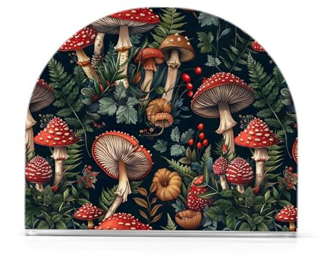Acryl-Serviettenhalter für Tische, Retro-Pilze und Pflanzen, Cocktail-Papierserviettenhalter, Kaffeefilterhalter für Badezimmer, Küche, Restaurant, Kaffeebar, 1 Packung