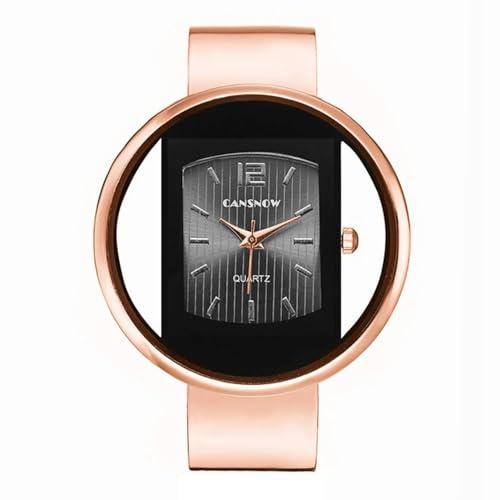 CANSNOW Sphärische Damen Spangenuhr Uhren Damen Armreif Armbanduhr Armspange Damenuhr mit modernem Metall-Armband