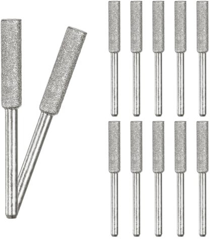 M METERXITY 12-Pack 3/16 Inch Titanium Plated Diamond Chainsaw Sharpener, High Hardness Grinding Stone Chainsaw Sharpening Kit for Electric Chainsaw Sharpener/Stone Carvings [3mm Silver]