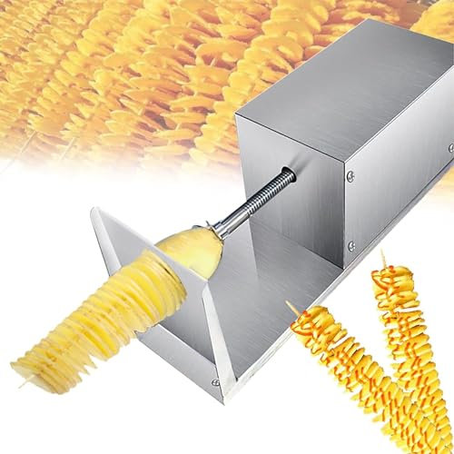 WOTZOV Affettatrice per Patate da 50 W, Affettatrice a Spirale elettrica per Patate Tornado Tower, Spessore Uniforme da 1,5 a 2 mm, Funzionamento a 3 Tasti, Macchina Automatica