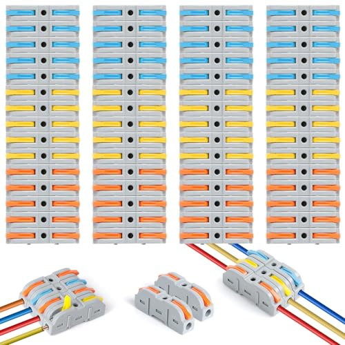 Romon Kabelverbinder, 60 Stück Klemme mit Betätigungshebel, 4mm² Leiter Kabelklemmen Elektro Elektrische Anschlussblöcke, Verbindungsklemme Elektroklemmen Können Frei Kombiniert Werden für Feste Kabe
