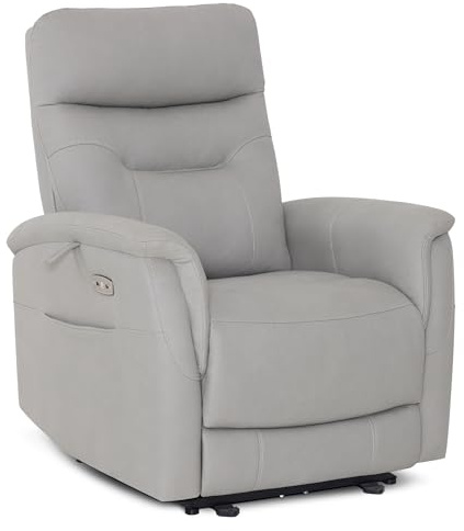 M MCombo Relaxsessel mit Liegefunktion, Fernsehsessel Elektrisch Verstellbar, TV Sessel mit 160° Liegefunktion, Recliner Chair, USB & Seitentasche, Sessel Wohnzimmer Relax, 7077 (Hellgrau)