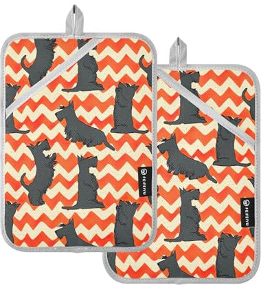 Presine resistenti al calore con cane arancione alla moda, presine, presine, cuscinetti caldi per cucina e forno, confezione da 2