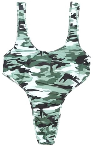 QiaTi Kortärmad bodysuit för män, string, ärmlös ring, singlet med djup U-rygg, stretch, jockstrap, tröja för män, 1# gräsgrön, XL