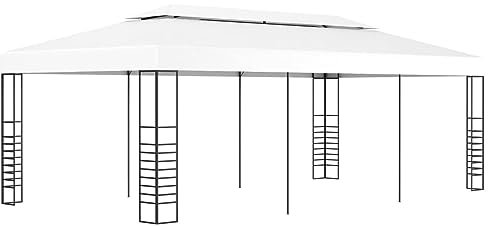 Xichuzi Gartenpavillon, Faltpavillon, Pergola, Partyzelt, Standmarkise, Sonnenzelt, Garten Pavillion, Grillpavillon, 6×3 m Weiß