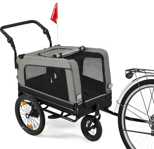 Danrelax Dog Bike Trailer 57, Large Pet Bicycle Carrier for Small and Medium Dogs Up to 88 lbs, Easy Folding Cart Frame, Quick Release Wheel, Universal Bicycle Coupler, Black