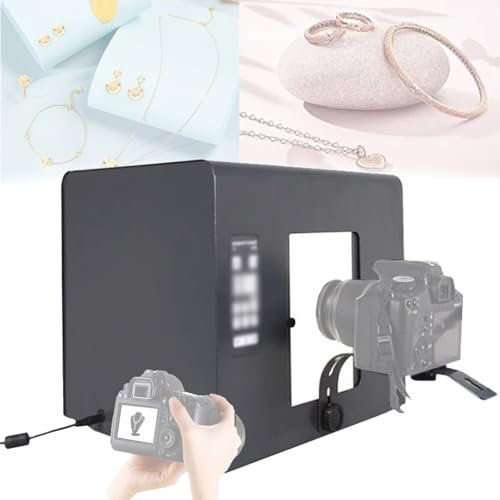 Photo Studio Photography Light Box Electric Gold and Silver Jewelry Photography Light Box, 5500k Dimmable Camera (Not Included) Shooting Tent with 6 Switching Light Source Modes,M