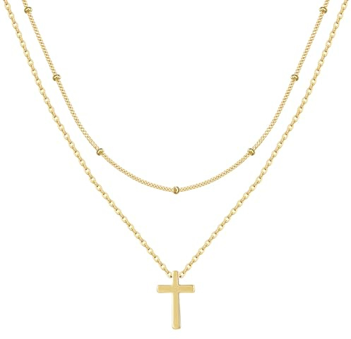 Turandoss Cross Necklace for Women Christian Jewelry Gifts for Women Girls | Gold Cross Necklace for Women, Waterproof, Baptism Religious Faith Jewelry, First Holy Communion Gifts for Girls Women