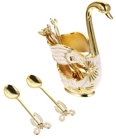 GALPADA Metal Swan Spoon of Scoop Holder Dessert Scoop Swan Base Stand Ice Storage Holder for Kitchen Gadgets