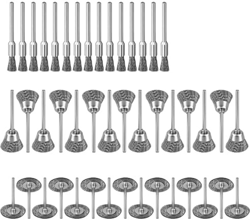 Sudnsadaks 45 Piezas Cepillo Alambre Taladro, Vástago Redondo Cepillo para Taladro 3 mm Metalico Limpieza, Wire Brush, Lijadora Cepillos Alambre Profesionale Pulir Lijar Eliminación Óxido