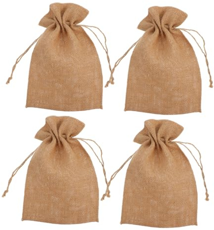 FRCOLOR 4stücke Jutesäcke Mit Kordelzug Natürliche Diy-bastelbeutel Kleine Schmuckbeutel Aus Jute Handgefertigte Leinenbeutel Für Geschenke Vielseitig Einsetzbar Für Partys Und Feiern