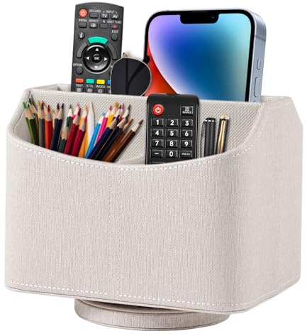 XNONE Organizador de escritorio giratorio de 360 grados para mandos a distancia, organizador multifuncional de 5 piezas de cuero sintético para mesita de noche, organizador de escritorio para oficina