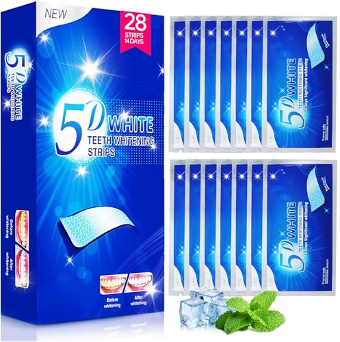 Teeth Whitening Strips 28 Pcs - Enamel Safe Teeth Whitening Kit for Sensitive Teeth, Removes Coffee/Wine Stains & Brighten Smile, 14 Treatments for Home Use
