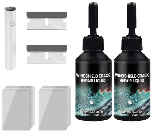 Kit Riparazione Parabrezza Colla Parabrezza Auto Riparazione Parabrezza Kit di Riparazione Vetro Crepato, Tela Ragno, Stella, Intaglia, Mezzaluna Luna Mezza Luna