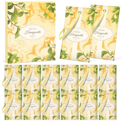 SCENTORINI Doftpåsar, honeysuckle doftande, färska för lådor, skåp, bilar och garderober, 14 påsar, långvarig doft