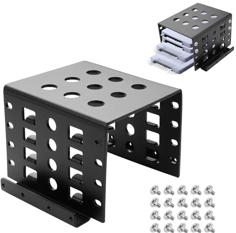 YAODHAOD 2,5 HDD monteringshylla, aluminium hårddiskförvaringsfäste, montering 4 x 2,5 tum SSD/HDD i 3,5 tums enhetsfack, State Drive hårddiskbur för PC, server, NAS-kylning – 1 st