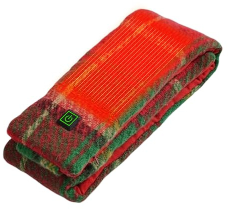 Uppvärmningsscarf 80 x 11 cm ull-halsvärmare med kolfiberuppvärmning, USB 5 V 5 W driven, 3-nivåers temperaturjustering 40-60 °C, tvättbar vinter halsduk för män och kvinnor, justerbar termisk halsduk