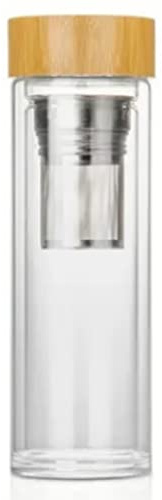 Yctze Botella Infusora de té de 400 Ml, Vidrio de Alto Borosilicato con Filtro Extraíble, Funda Protectora con Uso en Viajes, Ideal para té, café, Hogar y Oficina, 400 Ml