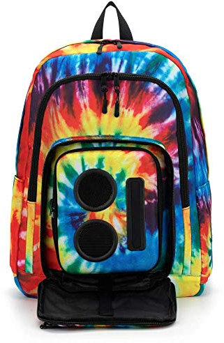 Super Real Mochila con altavoz Bluetooth de negocios con altavoces de 20 vatios y subwoofer para fiestas, festivales, playa, recargable, funciona con iPhone y Android (teñido anudado)