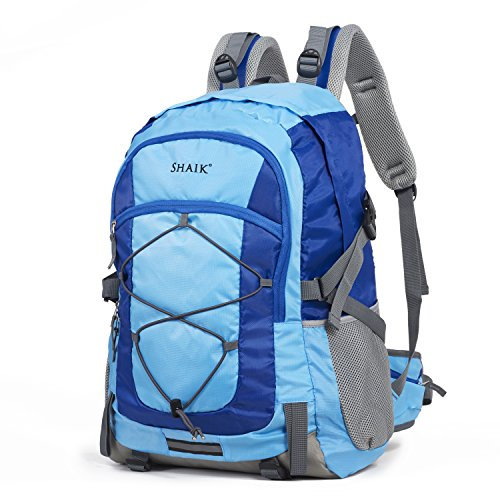 Shaik® Serie: Climb, SH-R001 H2o | Unisex ryggsäck, Business Studenter multifunktionsryggsäck, nylon 600D polyester/linne (blå, 40 liter – 55 x 35 x 25 cm)
