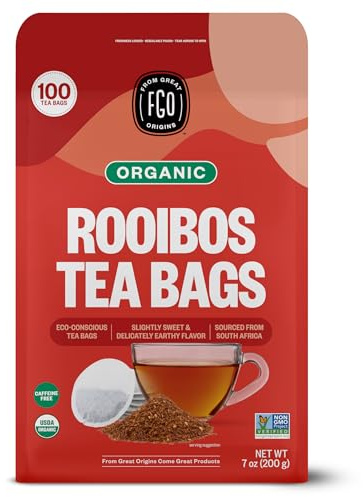 FGO Organic Rooibos Tea, 100 Count, Eco-Conscious Tea Bags, Caffeine Free, Packaging May Vary (Pack of 1)