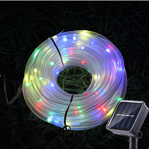 Sunboia Solarlichtschlauch,Rope Solarlichterketten,23ft 50LED Tube Kupferdraht Lichter,wasserdichte Outdoor Solarleuchten für Garten Hof Hause Hochzeit Weihnachtsbeleuchtung Dekorationen-Mehrfarbig
