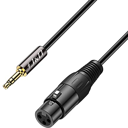 J&D Cavo Microfono XLR a 3,5 mm, Placcato Oro Robusto, Adattatore Bilanciato XLR Femmina a TRS Maschio 1/8 Pollice per Fotocamera DSLR, Camcorder, Scheda Audio Computer, 2,7 Metri