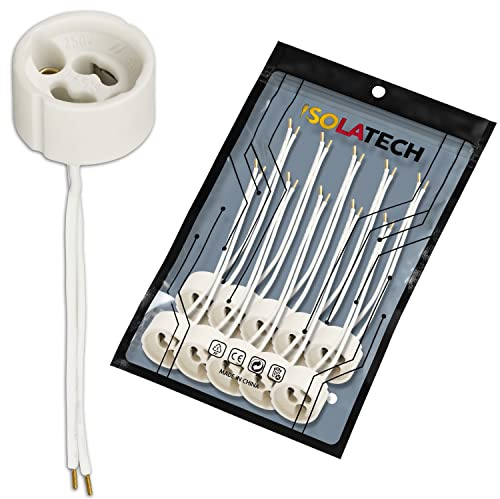 ISOLATECH 10pcs GU10 ceramica presa con ghiere LED lampadine a risparmio energetico (max.250V/2A) lampadine casa incasso soffitto cucina bagno presa resistente al calore