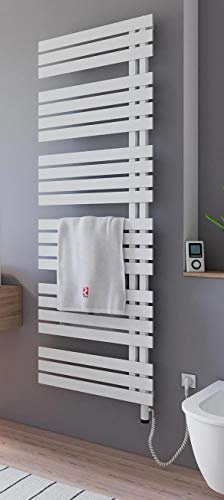 Schulte Breda Badheizkörper befüllt mit Heizstab 5, Montage rechts, Pearl Weiß, 800 Watt, H02416960-E5R 277