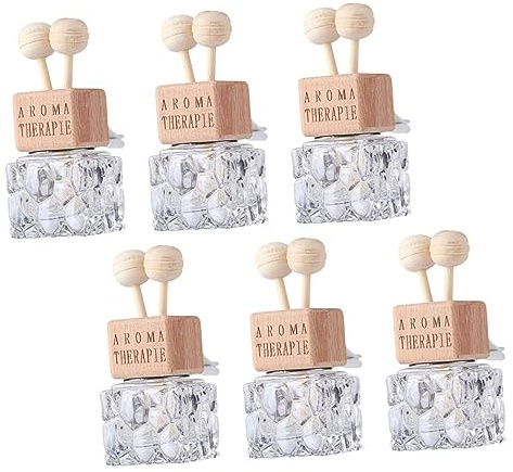 Lurrose Car Perfume Bottle Refillable Car Essential Oil Diffuser Auto Essential Oil Diffuser Bottle Empty Air Freshener Perfume Aromatherapy Vials Oils Sample for s 6PCS