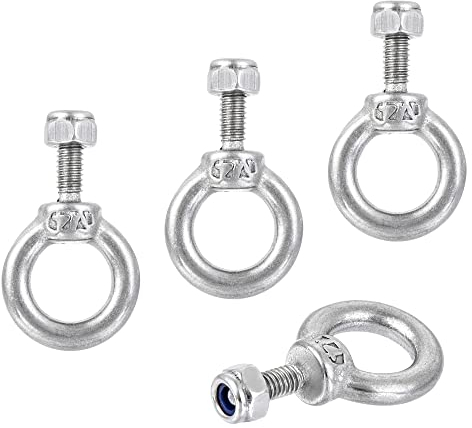 sourcing map Levage Anneau Boulon M4 x 11mm Mâle Fil avec Hexagonal Vis Écrou pour Suspendu 304 Acier Inox 4 Ensembles