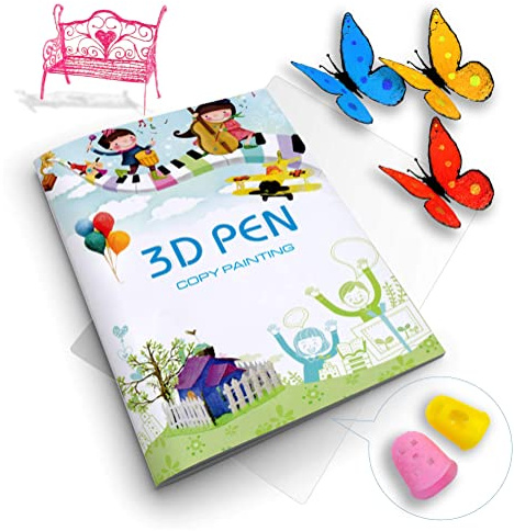 Libro da disegno per stampa 3D, modello di carta spessa riutilizzabile con 40 motivi colorati con una lastra trasparente, modello di graffiti per pittura per penna 3D regalo fai-da-te