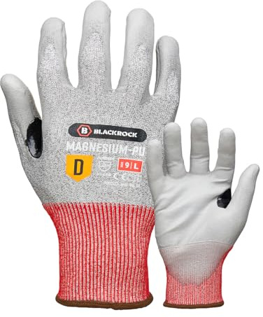 Blackrock Magnesium-PU Safety Work Gloves – Size 8/Medium | Cut Resistant Lightweight PU Gripper – Near Knife Proof – Whittling – for Men Women – Max Cut 5 Gloves – Metal Handling