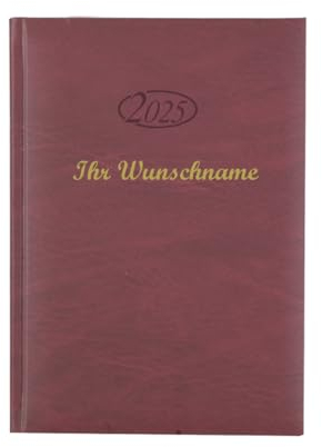 Buchkalender 2025 mit Namensgravur/Chefkalender/Farbe: bordeaux