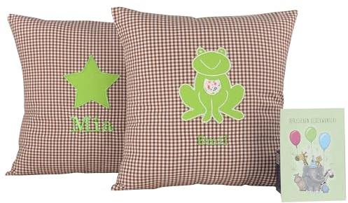 FADENZAUBER Babykissen personalisierbar mit Namen 40x40 cm für Jungs/Mädels