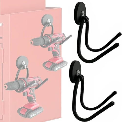 AUXPhome 2 Pack Magnetic Power Tool Organizer, Strong Magnet Mount Garage Storage Rack, Drill Holder Hooks Heavy Duty,for Garage,Workshop Organization,for Drill,Cable,Garden Tool